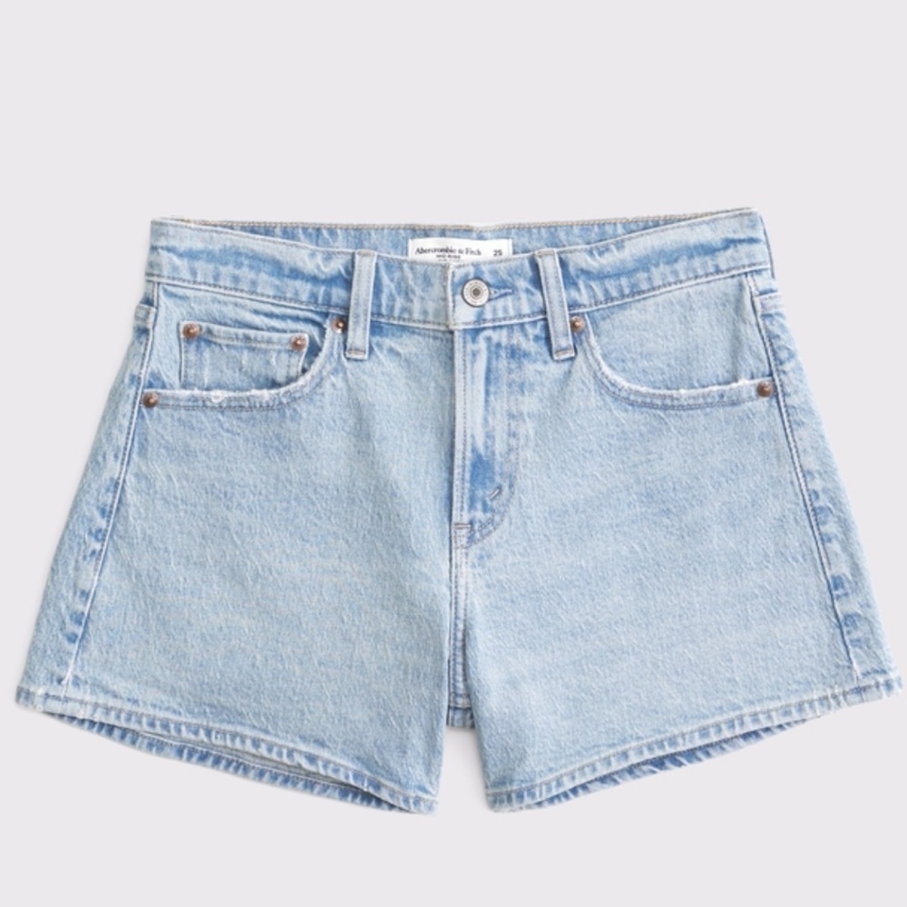 Abercrombie A Line Denim Shorts 32 Light Wash Mid Rise 4” Inseam